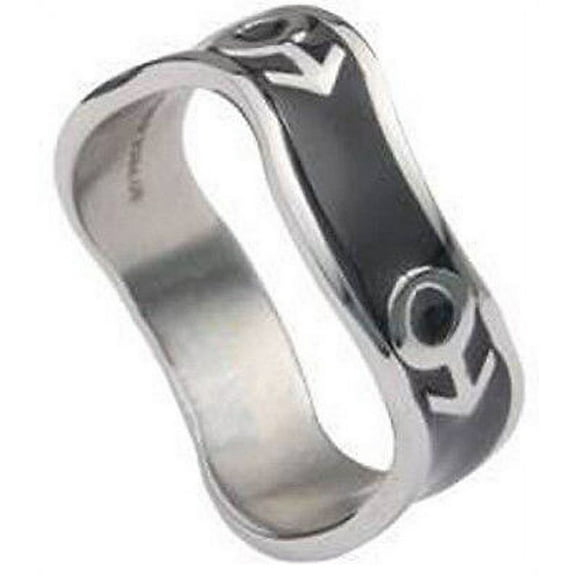 Pride Shack - Mars / Male Black Steel Wave Ring - Mens Gay Pride Steel Ring LGBT