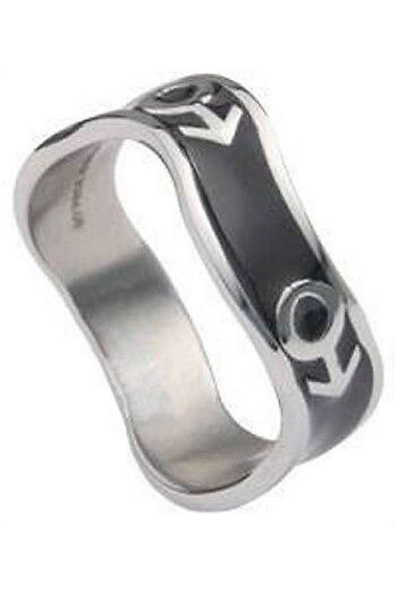 - Mars / Male Black Steel Wave Ring - Mens Gay Pride Steel Ring LGBT