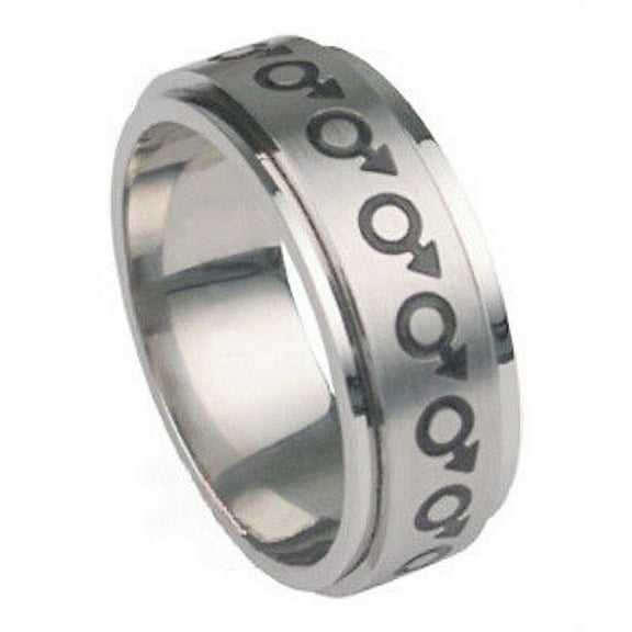 Pride Shack - Mars / Male Symbol Spinner Ring - Men's Gay Pride Steel Ring
