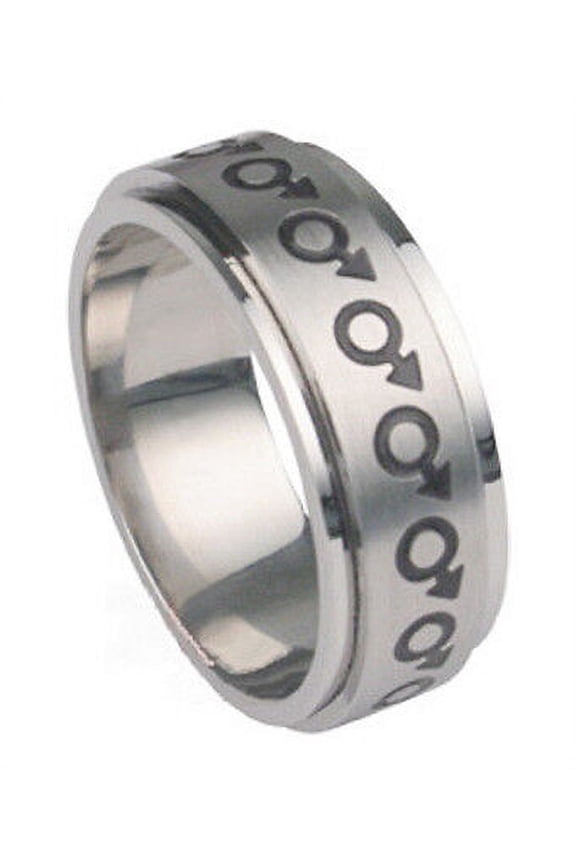 - Mars / Male Symbol Spinner Ring - Men's Gay Pride Steel Ring
