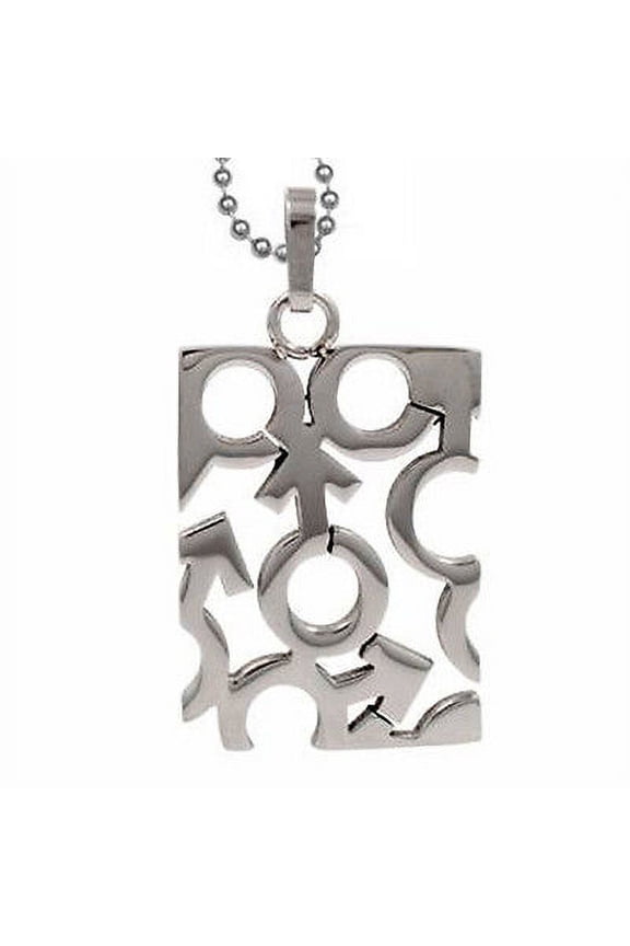 - Mens Gay Pride Pendant Necklace w/ a Mosaic Male Mars Symbols