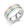 thumbnail image 1 of Pride Shack - Pan Pride Flag Stripes Stainless Steel Enamel Ring Pansexual LGBTQ, 1 of 1