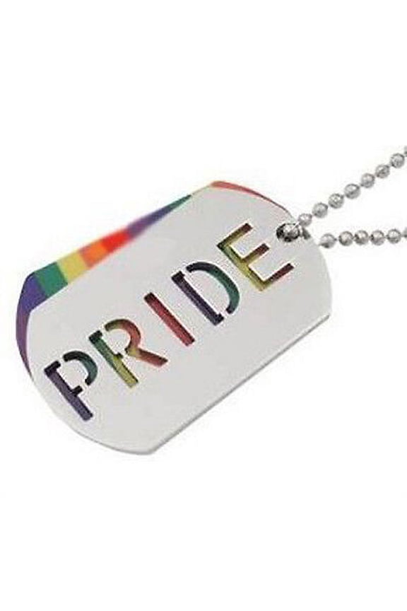 - "Pride" Rainbow Lesbian / Gay Pride LGBT Pendant Necklace Dog Tag