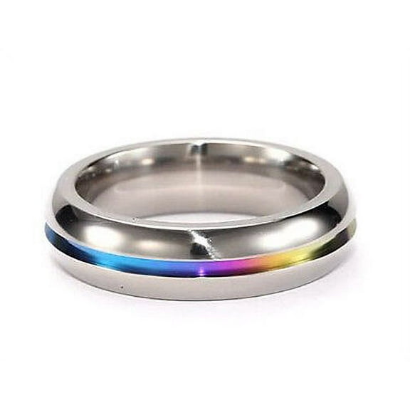 Pride Shack - Rainbow Anodized Plain Ring - LGBT Lesbian Gay Pride Ring Steel
