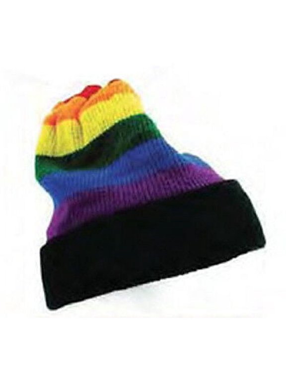 - Rainbow Black Brim Winter Hat - LGBT Gay and Lesbian Pride Cap NEW
