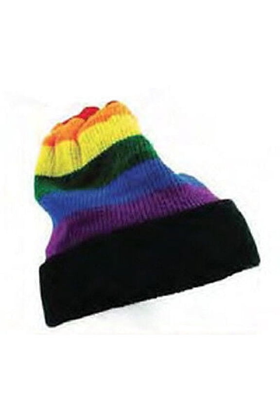 - Rainbow Black Brim Winter Hat - LGBT Gay and Lesbian Pride Cap NEW