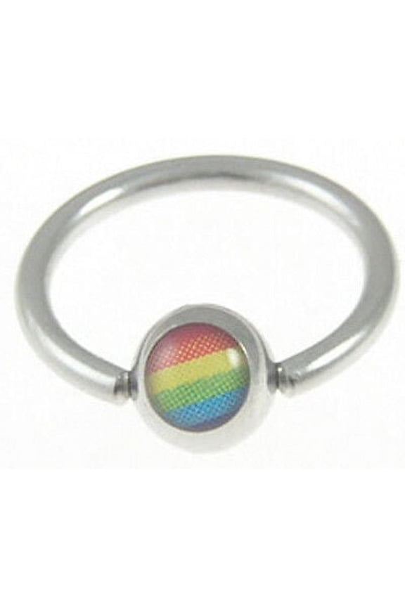 -Rainbow Captive Bead Ring - Gay Lesbian Eyebrow Nipple Belly & Body