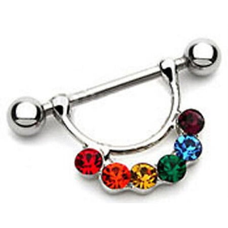 Pride Shack - Rainbow Curve - Gay Lesbian Pride Nipple Shield Ring Body Jewelry