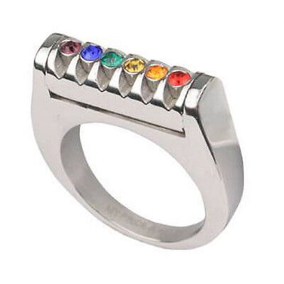 Pride Shack - Rainbow Groove Top Ring - LGBT Lesbian Gay Pride Ring Steel