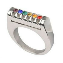 Pride Shack - Rainbow Groove Top Ring - LGBT Lesbian Gay Pride Ring Steel