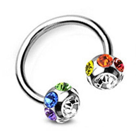Pride Shack -Rainbow Multi Gem Horseshoe Gay Lesbian Nipple Eyebrow Body Jewelry