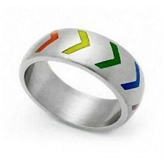 Pride Shack - Rainbow Tire Style Ring - LGBT Lesbian Gay Pride Ring Steel