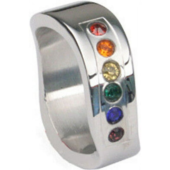 Pride Shack - Rainbow Wave Ring - LGBT Lesbian Gay Pride Ring Steel