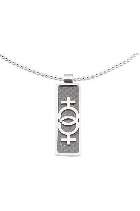 - Sleek Style Double Female Venus Lesbian Pride Pendant w/ Necklace