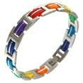 thumbnail image 1 of Pride Shack -Steel Rubber Major Mix Rainbow Bracelet - Gay Lesbian LGBT Bracelet, 1 of 1