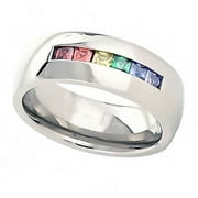 Pride Shack - String of Rainbow Sleek Top Ring LGBT Lesbian Gay Pride Ring Sizes