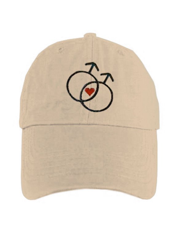 - Tan Baseball Hat Double Gay Male Symbols - GLBT Gay Pride Cap