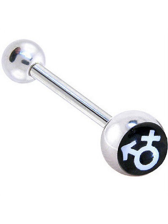 - Transgender - Male Female Tongue Ring (Black & White) LGBT Pride
