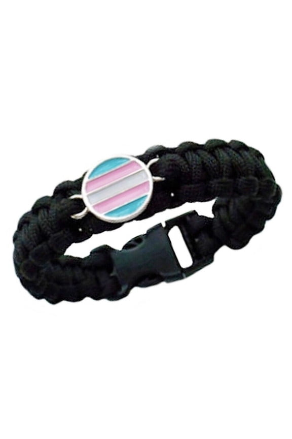 - Transgender Pride Disc Snap Clasp Paracord Bracelet - Trans Pride