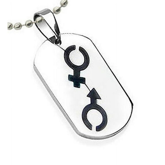 Pride Shack - Transgender Pride - Smooth Dog Tag w/ Cut Out Male Female Symbols