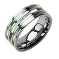 thumbnail image 1 of Pride Shack - Triple Multi Color Abalone Inlay Ring - Titanium Steel Ring Band, 1 of 1