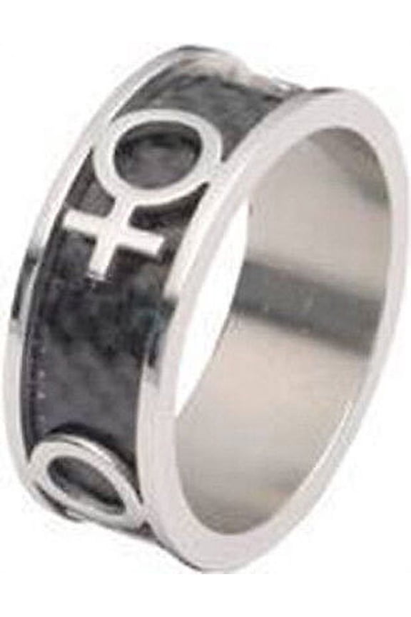 - Venus Female Black Carbon Fiber Ring - Womens Ladies Lesbian Pride
