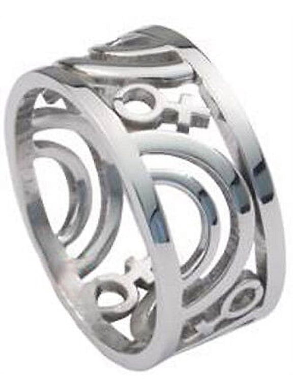 - Venus Female Symbol Carved Ring - Women Ladies Lesbian Pride Ring
