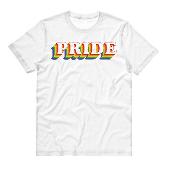 Pride Shirt Small White Rainbow LGBT Gay Shirt Small White