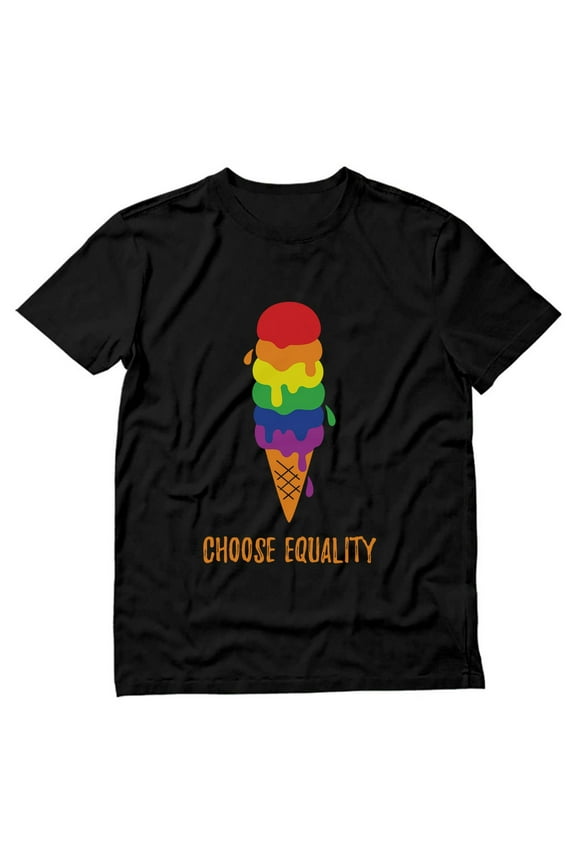 Pride Shirt for Men - Choose Equality Ice Cream Rainbow Design - Support for LGBTQ Rights - XX-Large Black