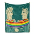 thumbnail image 1 of Pride Soft Flannel Fleece Blanket, Happy Gay Couple Tied with Rainbow Colored Scarf Holding Hands Romantic Special Day, Cozy Plush for Indoor and Outdoor Use, 70" x 90", Multicolor, by Ambesonne, 1 of 6