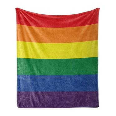 Pride Soft Flannel Fleece Blanket, Simplistic Design of LGBT Flag Rainbow Colors Gender Freedom Gay Community Love Wins, Cozy Plush for Indoor and Outdoor Use, 70" x 90", Multicolor, by Ambesonne