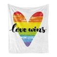 thumbnail image 1 of Pride Soft Flannel Fleece Throw Blanket, Hand Lettering on Watercolor Heart of Gay Marriage Inspirational, Cozy Plush for Indoor and Outdoor Use, 60" x 80", Multicolor, by Ambesonne, 1 of 6