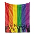 thumbnail image 1 of Pride Soft Flannel Fleece Throw Blanket, People Celebrating International Day for LGBT Community Colorful Striped Design, Cozy Plush for Indoor and Outdoor Use, 60" x 80", Multicolor, by Ambesonne, 1 of 5