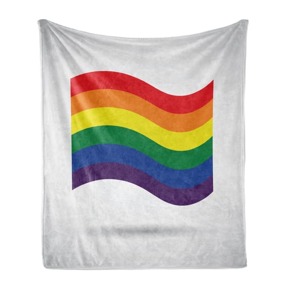 Pride Soft Flannel Fleece Throw Blanket, Waving Gay Pride Flag Illustration Love Wins Homosexuality LGBT Rights Freedom, Cozy Plush for Indoor and Outdoor Use, 50" x 60", Multicolor, by Ambesonne