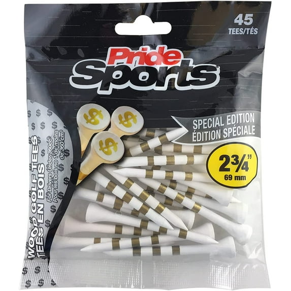 Pride Sports 45-Count Special Edition Wood Golf Tees, 2 ¾" - Dollar Sign