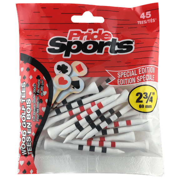 PrideSports Special Edition Playing Card Golf Tees, 2 3/4" Wood Golf Tees, 45 Count – Unique Printed Design for Style & Performance