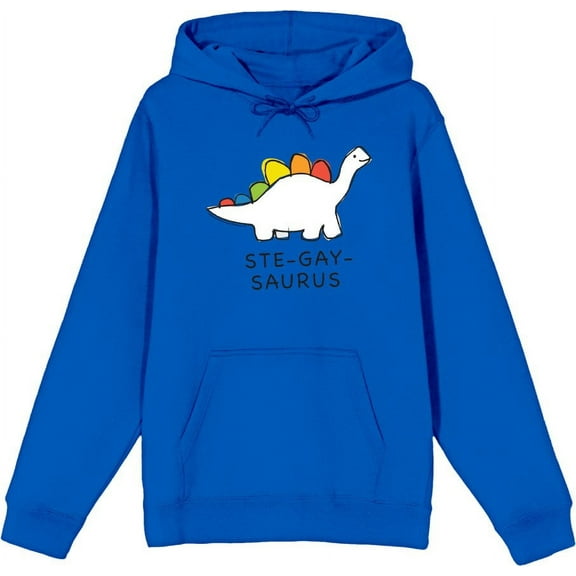 Pride Ste-Gay-Saurus Adult Blue Long Sleeve Hoodie-XL