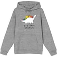 thumbnail image 1 of Pride Ste-Gay-Saurus Adult Heather Gray Long Sleeve Hoodie-3XL, 1 of 2