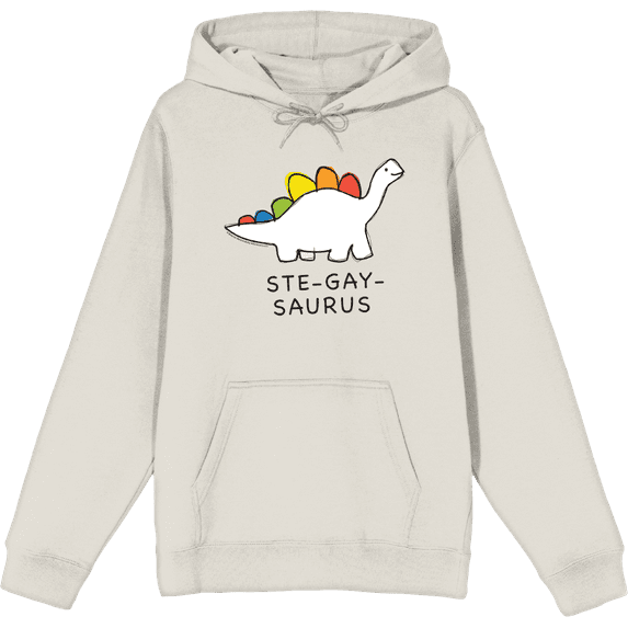 Pride Ste-Gay-Saurus Adult Sand Long Sleeve Hoodie-XL