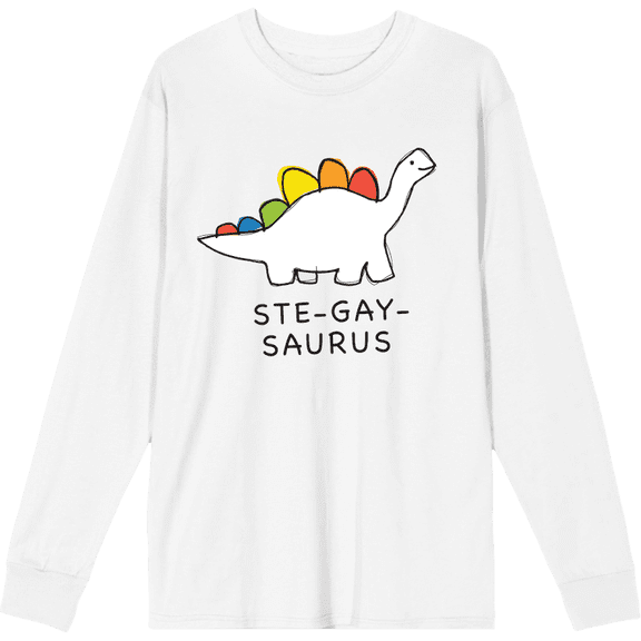 Pride Ste-Gay-Saurus Crew Neck Long Sleeve Adult Tee
-3XL-White