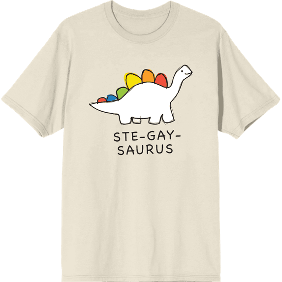 Pride Ste-Gay-Saurus Crew Neck Short Sleeve Adult T-shirt
-3XL-Off-White