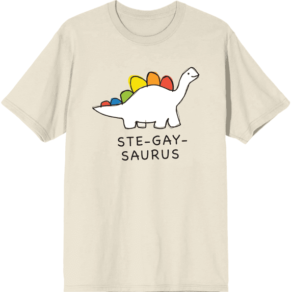 Pride Ste-Gay-Saurus Crew Neck Short Sleeve Adult T-shirt
-Large-Off-White