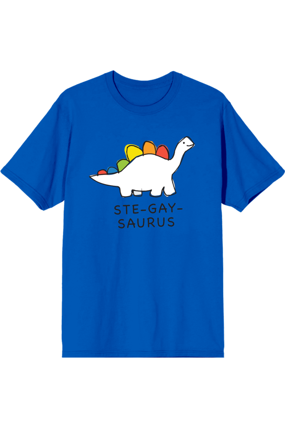 Pride Ste-Gay-Saurus Crew Neck Short Sleeve Adult T-shirt-Medium-Blue