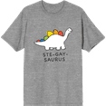 thumbnail image 1 of Pride Ste-Gay-Saurus Crew Neck Short Sleeve Adult T-shirt
-Medium-Heather Gray, 1 of 3