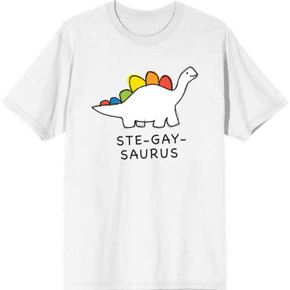 Pride Ste-Gay-Saurus Crew Neck Short Sleeve Adult T-shirt
-Medium-White