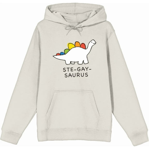 Pride Ste-Gay-Saurus Long Sleeve Adult Hooded Sweatshirt-Medium-Cream