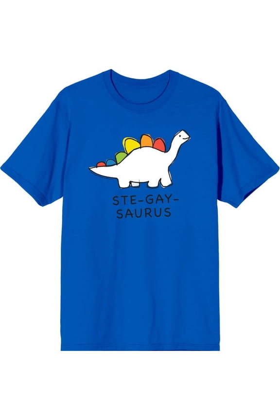 Pride Ste-Gay-Saurus Men's Blue Crew Neck Short Sleeve Tee-XXL