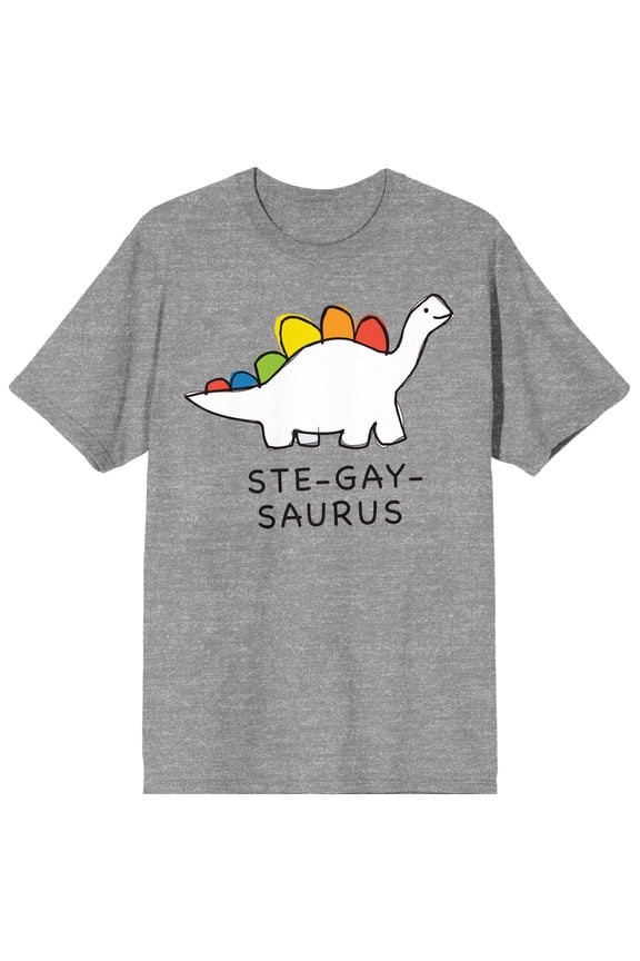 Pride Ste-Gay-Saurus Men's Gray Heather T-shirt
-3XL