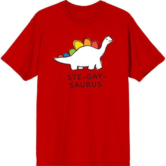 Pride Ste-Gay-Saurus Men's Red Crew Neck Short Sleeve Tee-Medium