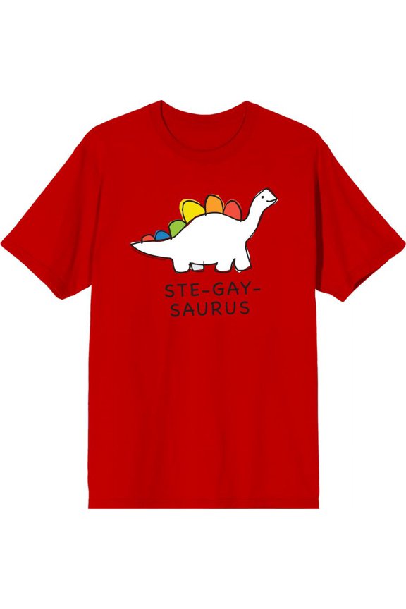Pride Ste-Gay-Saurus Men's Red Crew Neck Short Sleeve Tee-XXL
